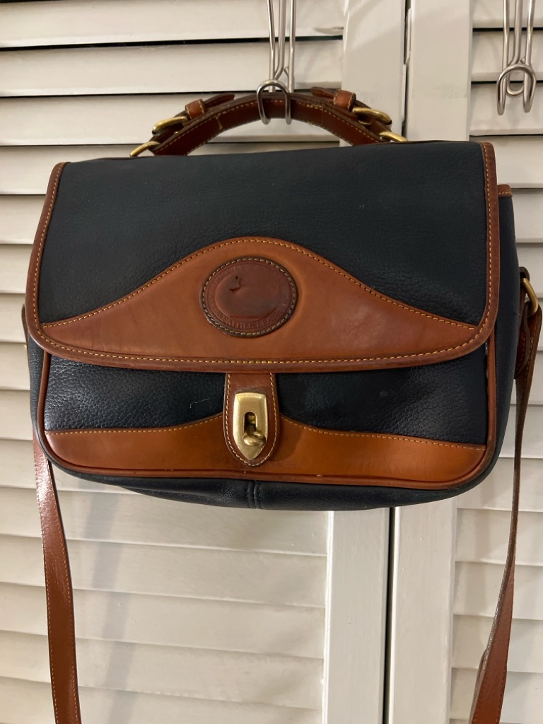 Dooney And Bourke Vintage All-Weather Leather Cavalry Blue With British Tan